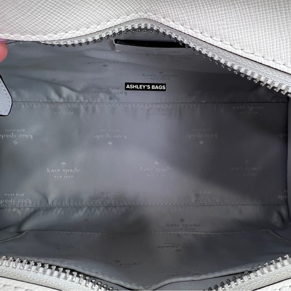 Kate Spade Madison Colorblock Medium Satchel & Large Bifold Wallet Platinum Grey - Picture 9 of 16